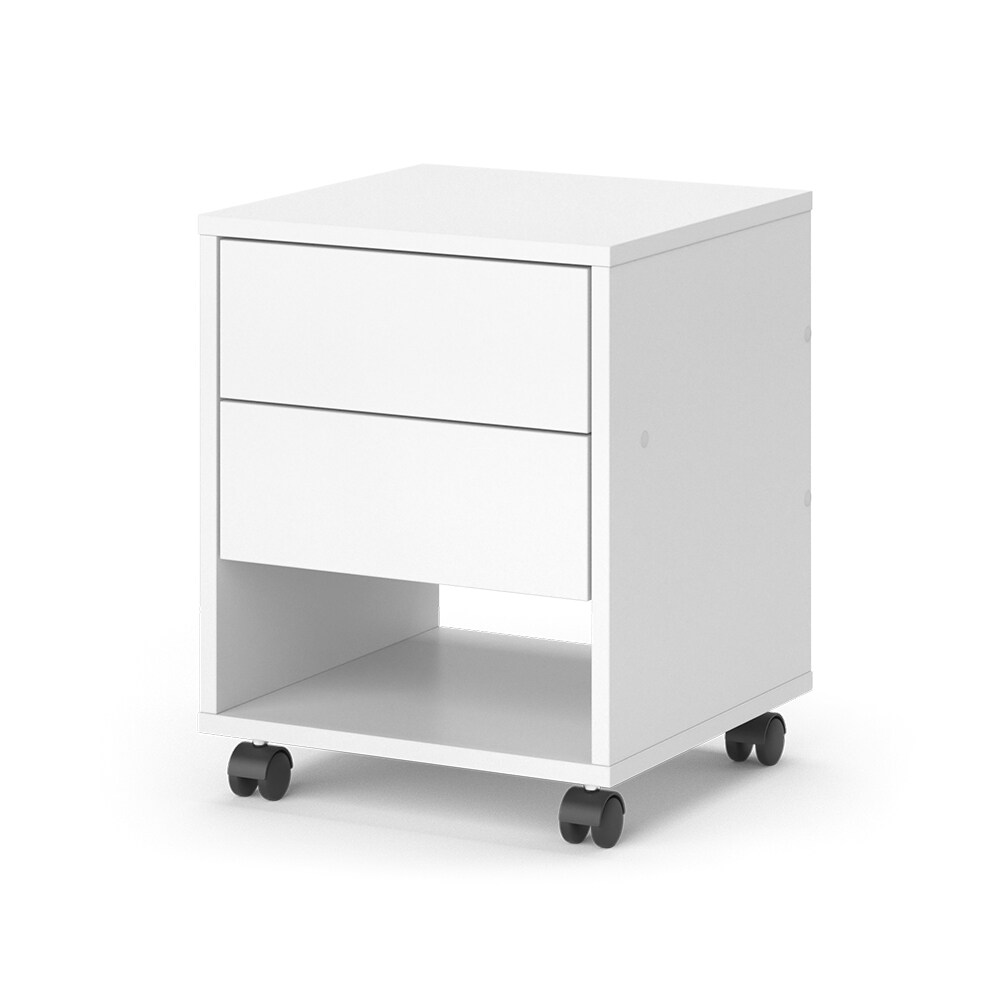 Vicco Hocker mit Schublade Jons, 37 x 37 cm, Weiß, Sitzhocker, Stauraum, Büromöbel