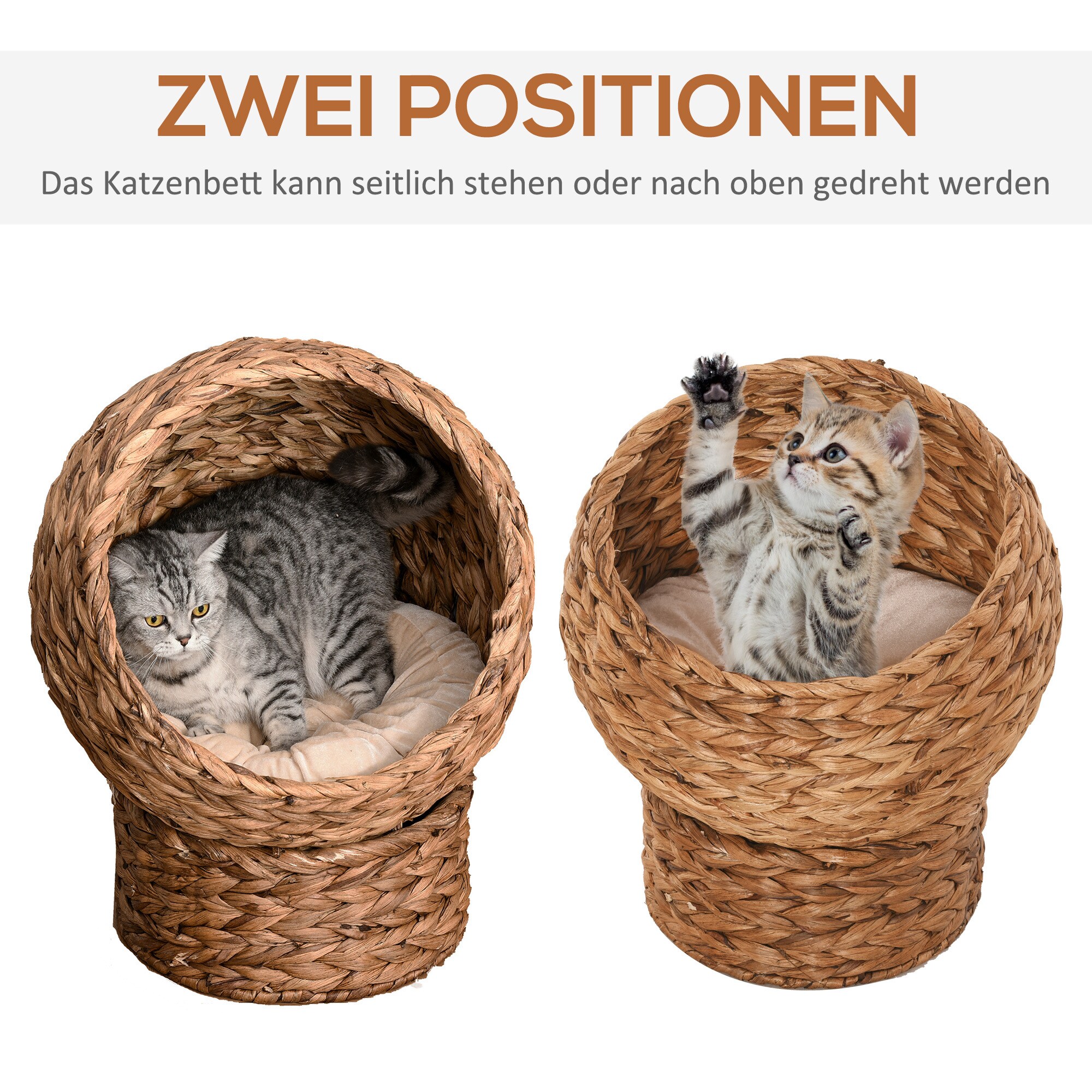 PawHut Katzenhaus aus Rattangeflecht 50 x 42 x 60 cm (BxTxH)