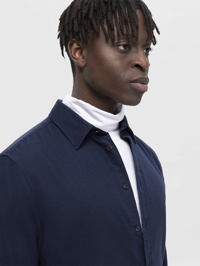Selected Homme SLHSLIMOWEN-FLANNEL SHIRT LS NOOS Dark sapphire/solid