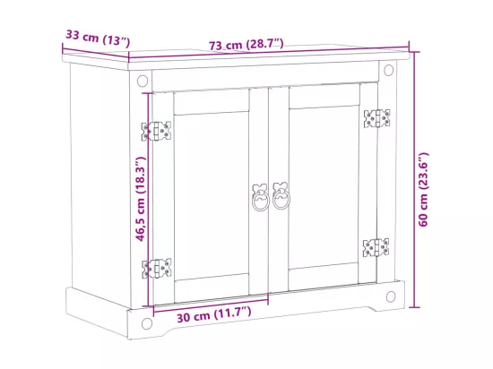 Armoire lavabo de salle de bain Corona bois de pin massif