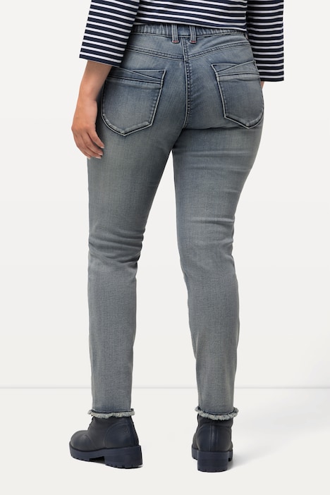 Jeans Sarah, Fransensaum, schmales Bein, Elastikbund