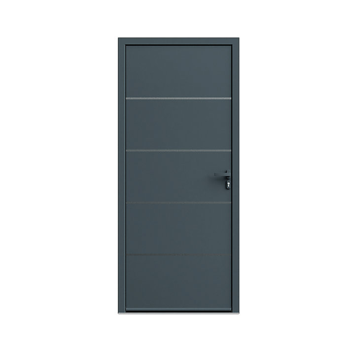 Porte d'entrée FORTIA alu gris RAL 7021 Cecina 96 x h.218 cm poussant gauche