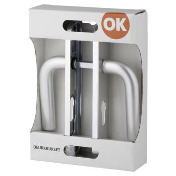 OK deurkruk set ovaal schild profielcilindergat 55 mm aluminium