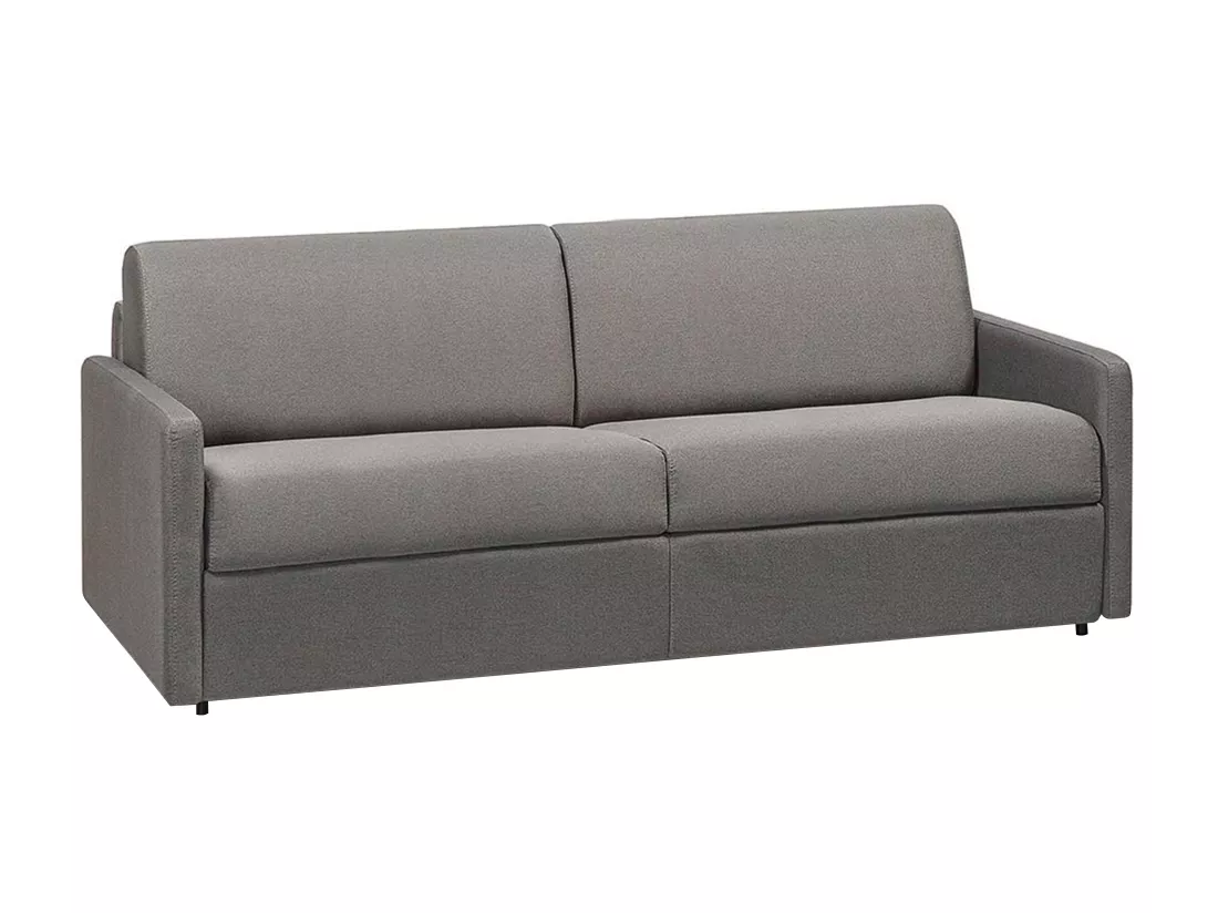 Canapé 4 places convertible express en tissu gris clair - Couchage à lattes larges 160 cm - Matelas 18 cm CALIFE