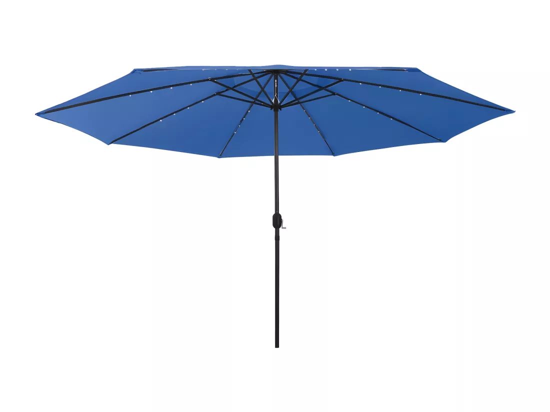 Parasol d'extérieur avec LED et mât en métal 400 cm Bleu azuré