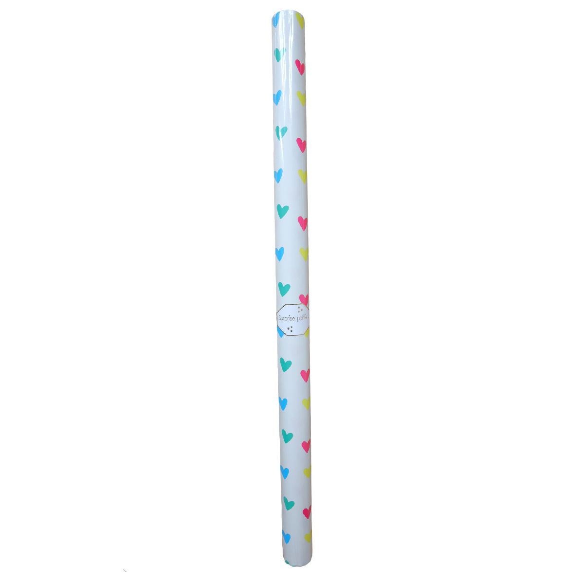 Rouleau de papier cadeau coeurs multicolores Surprise Partie !