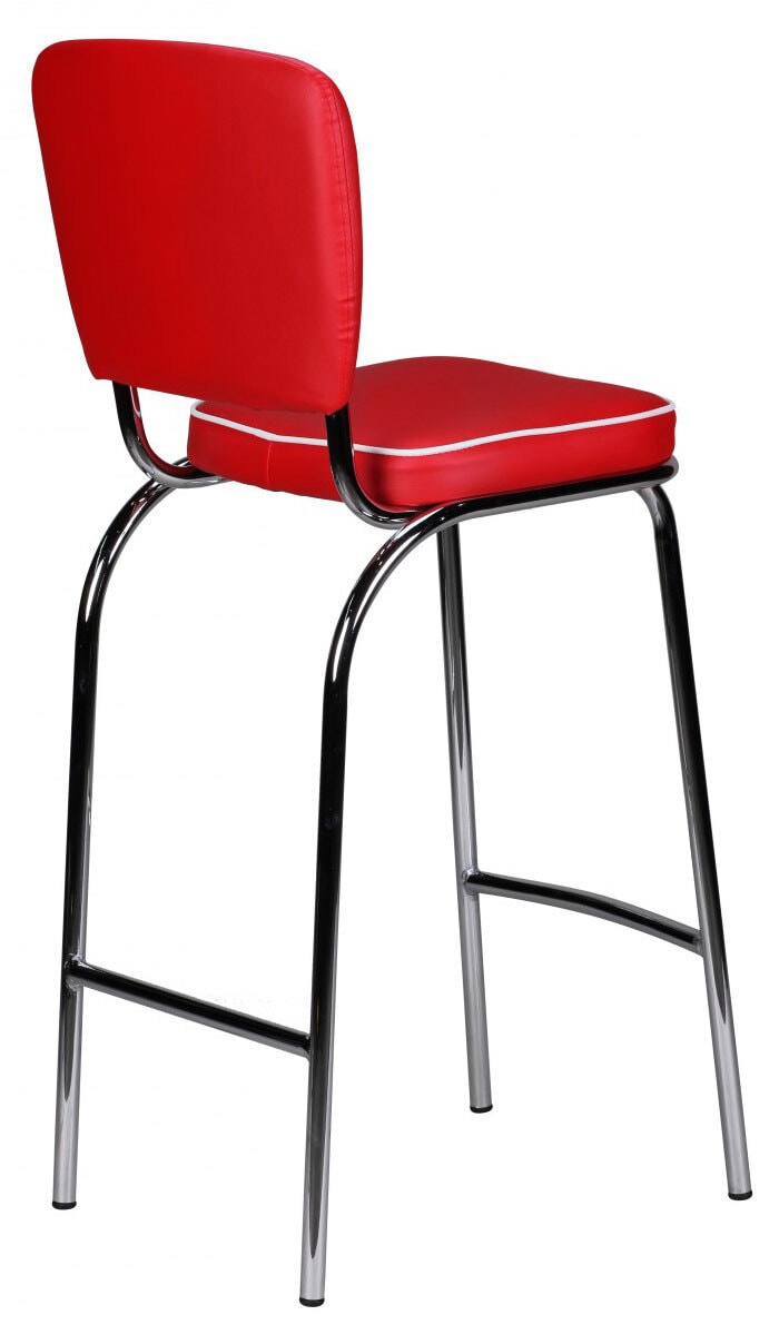 Barhocker Lederlook rot/ weiß