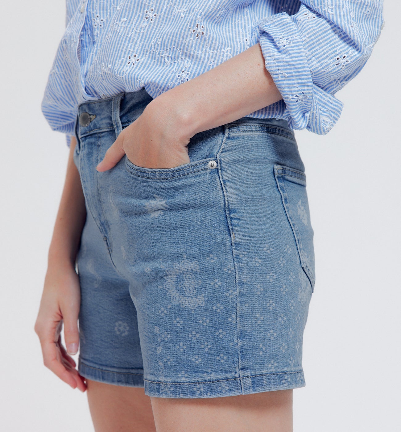 Short en jean bandana Femme - Jean moyen