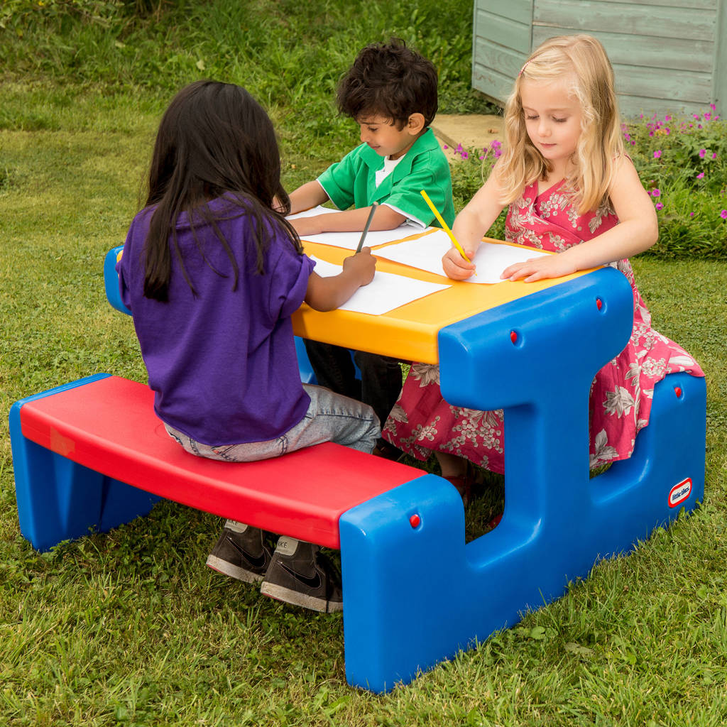 Grote picknicktafel blauw