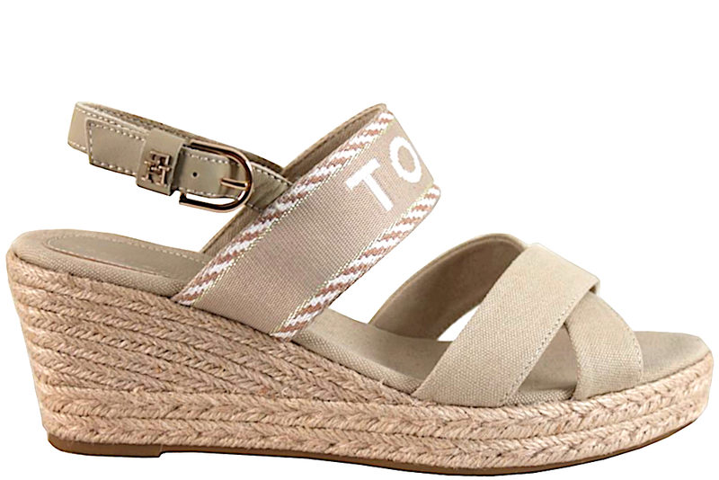 TOMMY HILFIGER SEASONAL WEBBING SANDAL I BEIGE TEKSTIL