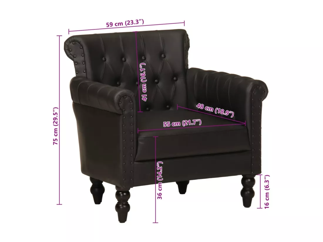 Fauteuil Noir Cuir de chèvre véritable