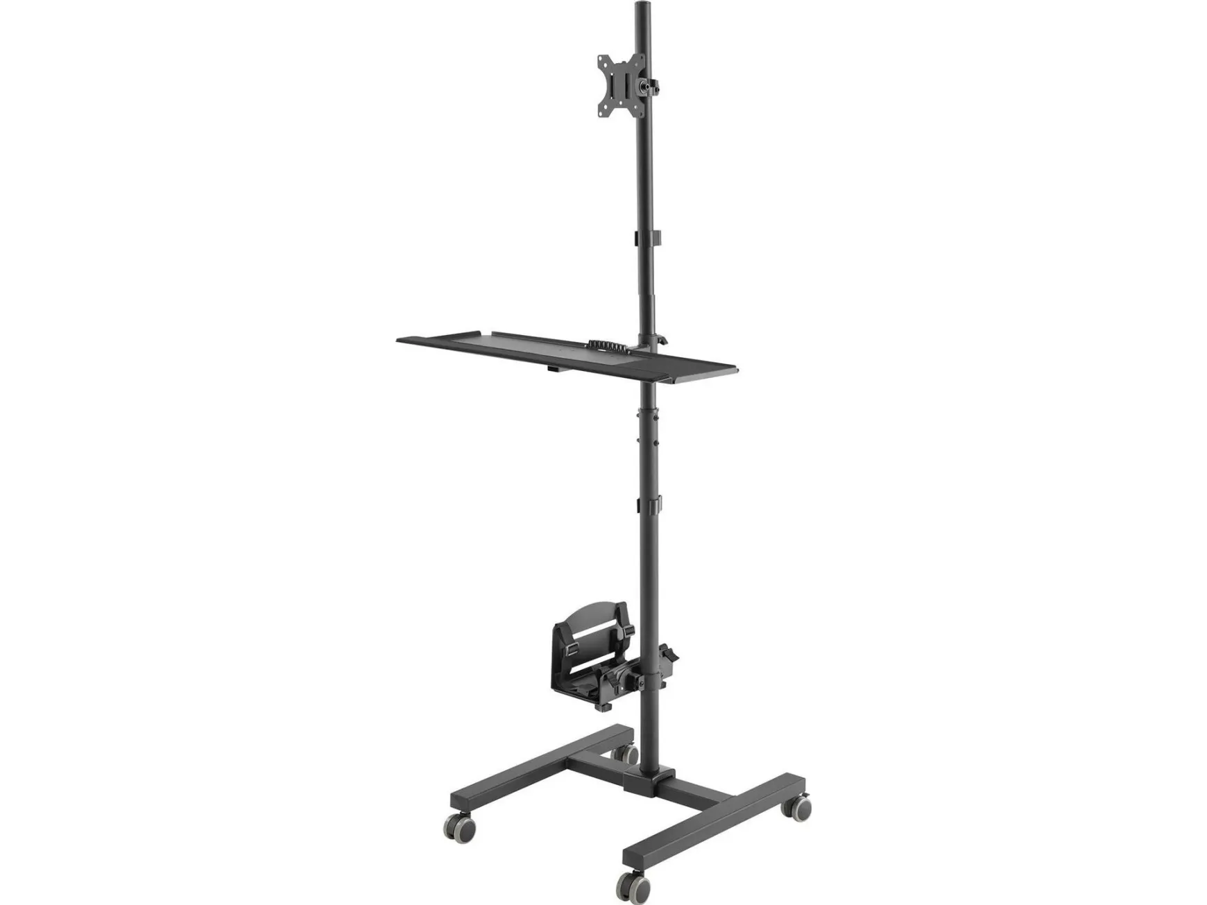 Maclean MC-793 - Vogn med hjul - for LCD-skærm / tastatur / CPU - plastik, stål - sort - skærmstørrelse: 17
