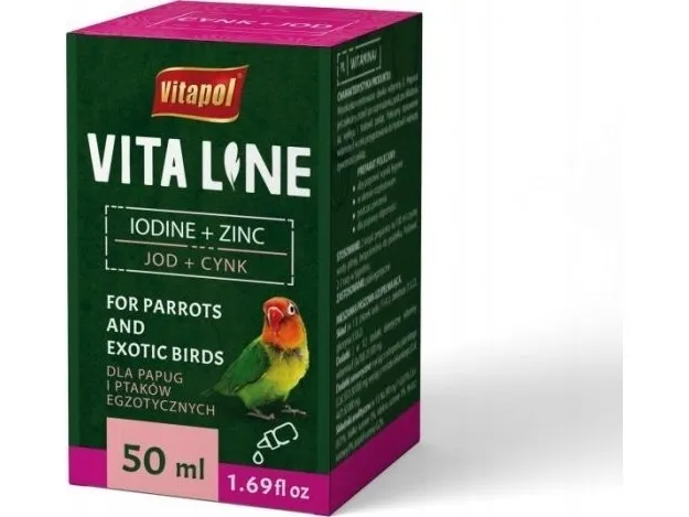 Vitapol Vitaline Zink   jod til eksotiske fugle 50ml