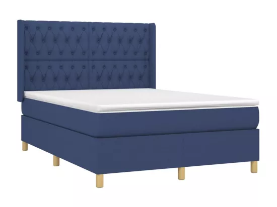 Sommier tapissier avec matelas et LED Bleu 140x190 cm Tissu