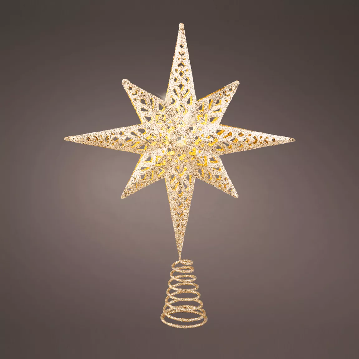Cimier de sapin lumineux 10 LED Crystal Or/Blanc chaud