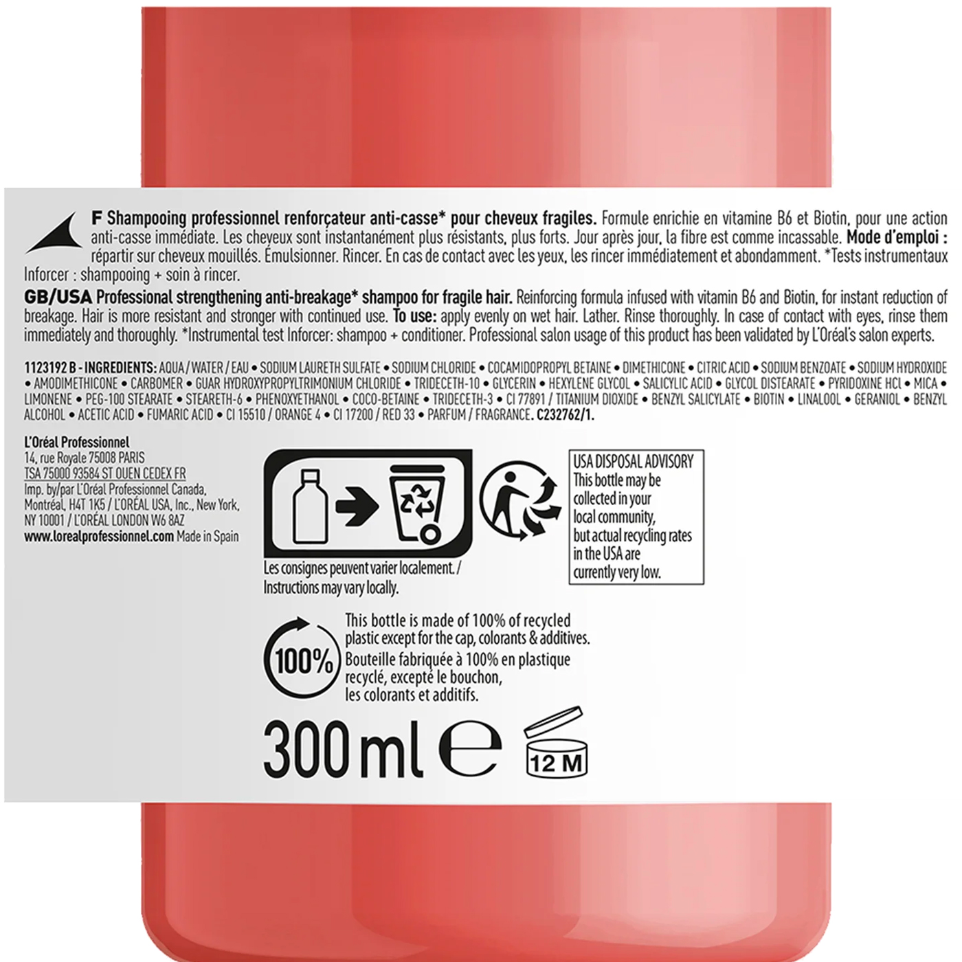 Shampoing Inforcer L'Oral Professionnel 300 ML