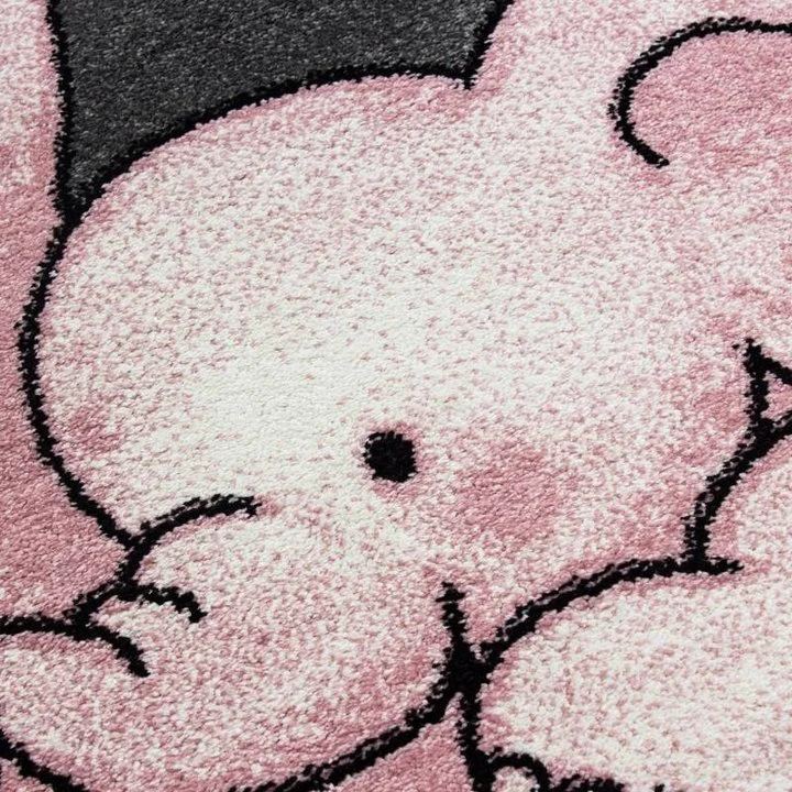 Kindervloerkleed - Olifant Roze Rond