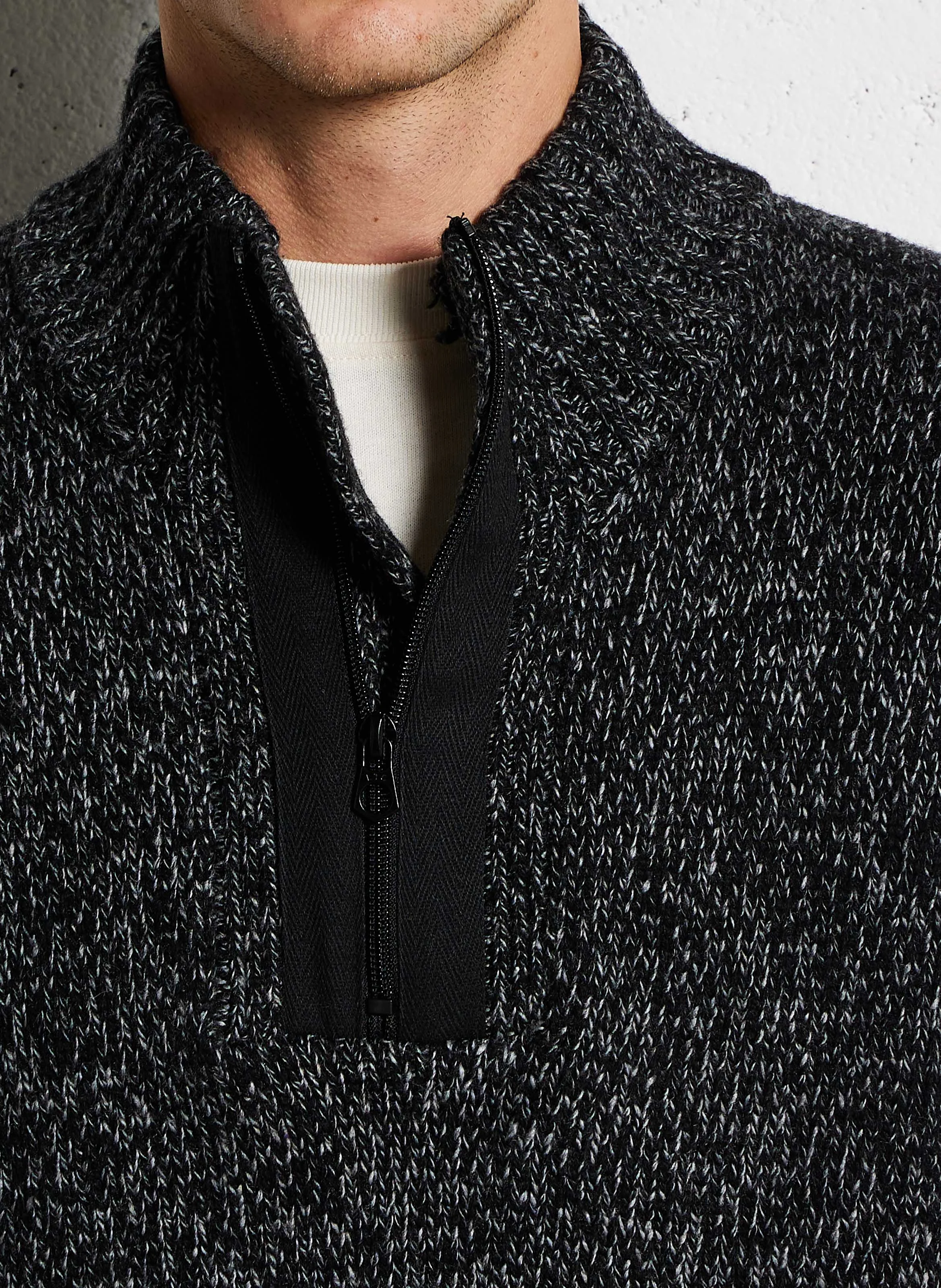 TRIOS - Pull droit à col montant zippé| Gris