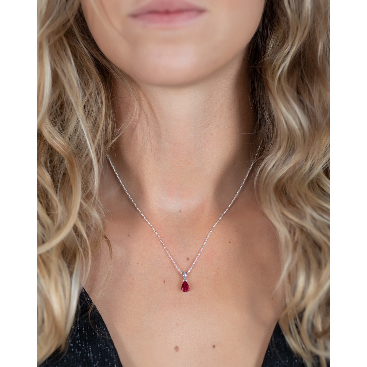 Collier Pendentif Rubis en Argent 925 - Cadeau Luxueux | Aden