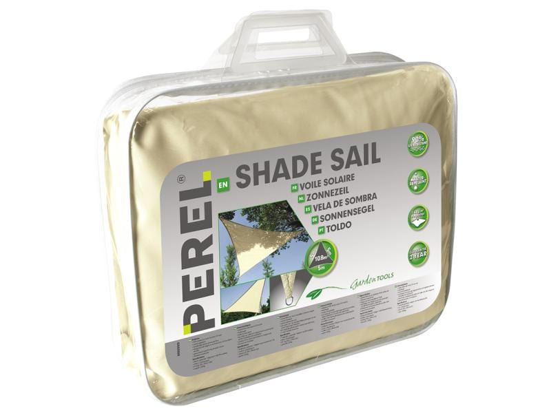 Perel Sonnensegel 500 cm, Dreieck Dreieck 5 x 5 x 5 m, creme