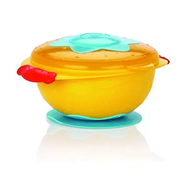 Nuby Assiette Profonde Ventouse Couvercle Bleu +9 mois