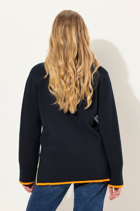 Strickpullover, Langram, V-Ausschnitt