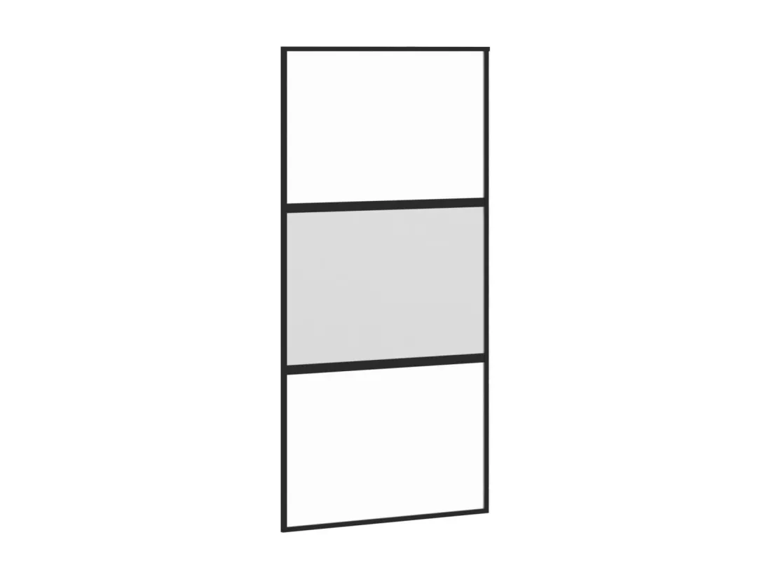 Porte coulissante noir 102,5x205 cm verre trempé aluminium