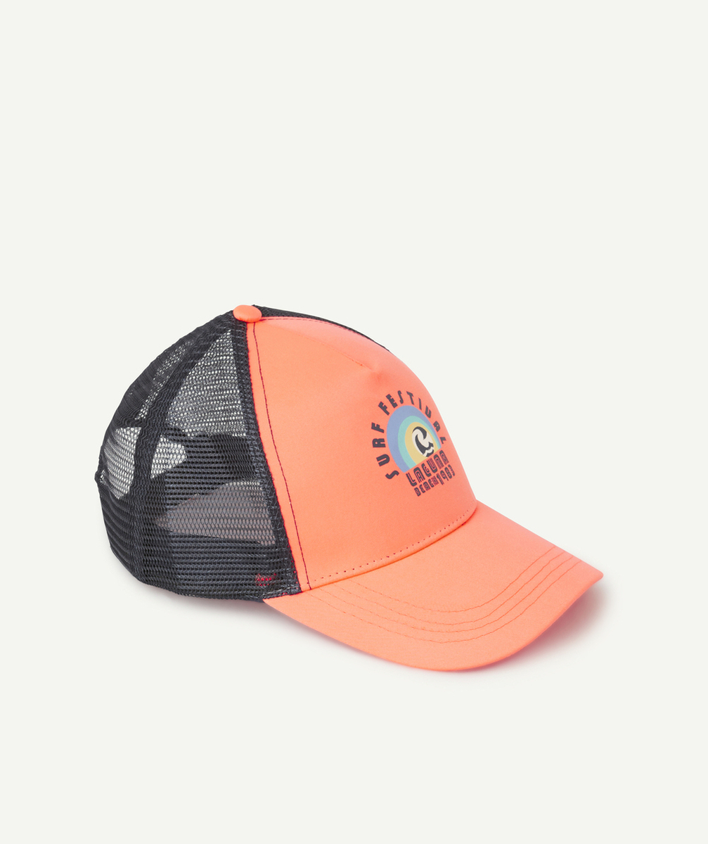 casquette garçon orange fluo motif thème surf