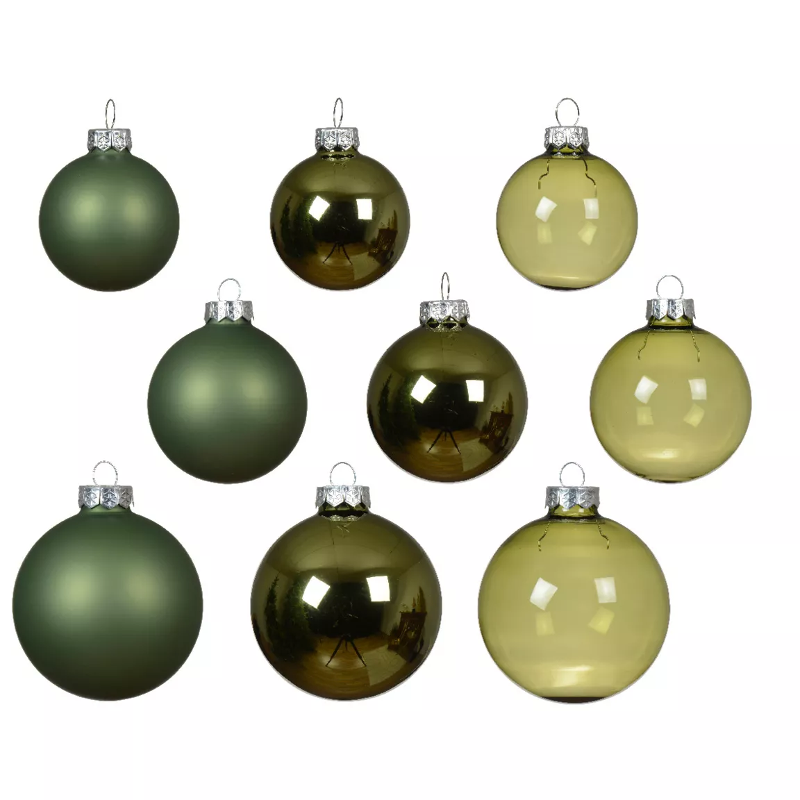 Lot de 21 boules de Noël en verre Assorties Cristal Vert romarin