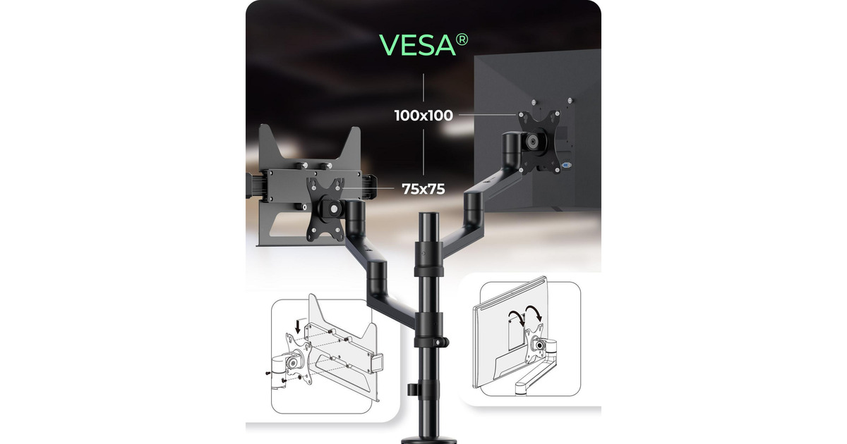 ICY BOXIB-MS622-T monitorarm  (Zwart)
