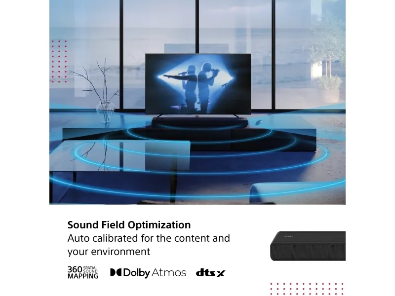 Sony HT-A3000 - Lydbar - 3.1.kanal - trådløs - Bluetooth, Wi-Fi