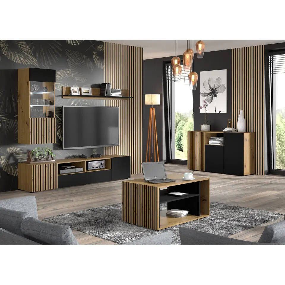 AURIS hangkast 1D artisan eiken / zwart mat