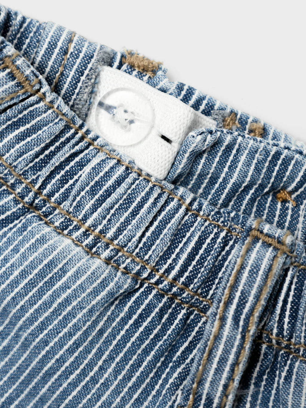 NAME IT baby gestreepte denim short NBMRYAN blauw/wit
