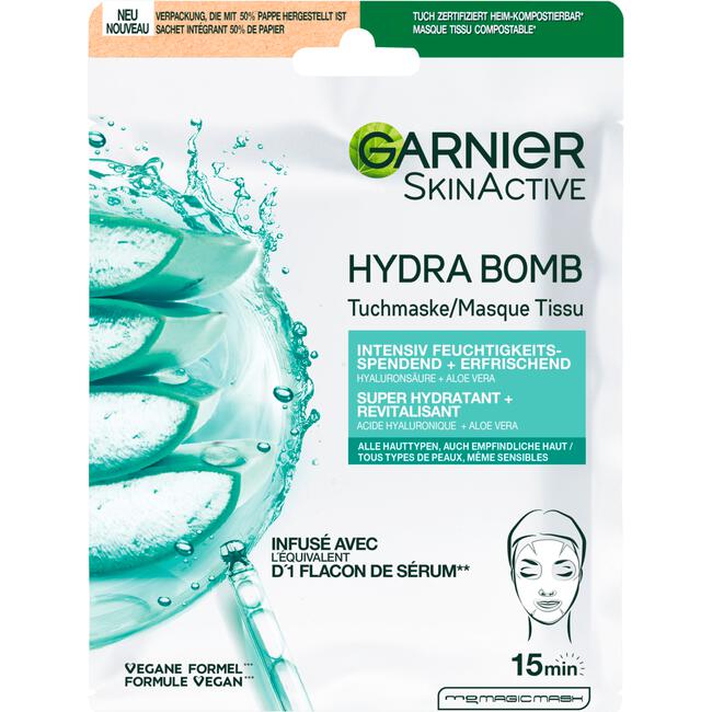 Garnier SkinActive Hydrabomb Hydraterend + Verfrissend Tissuemasker