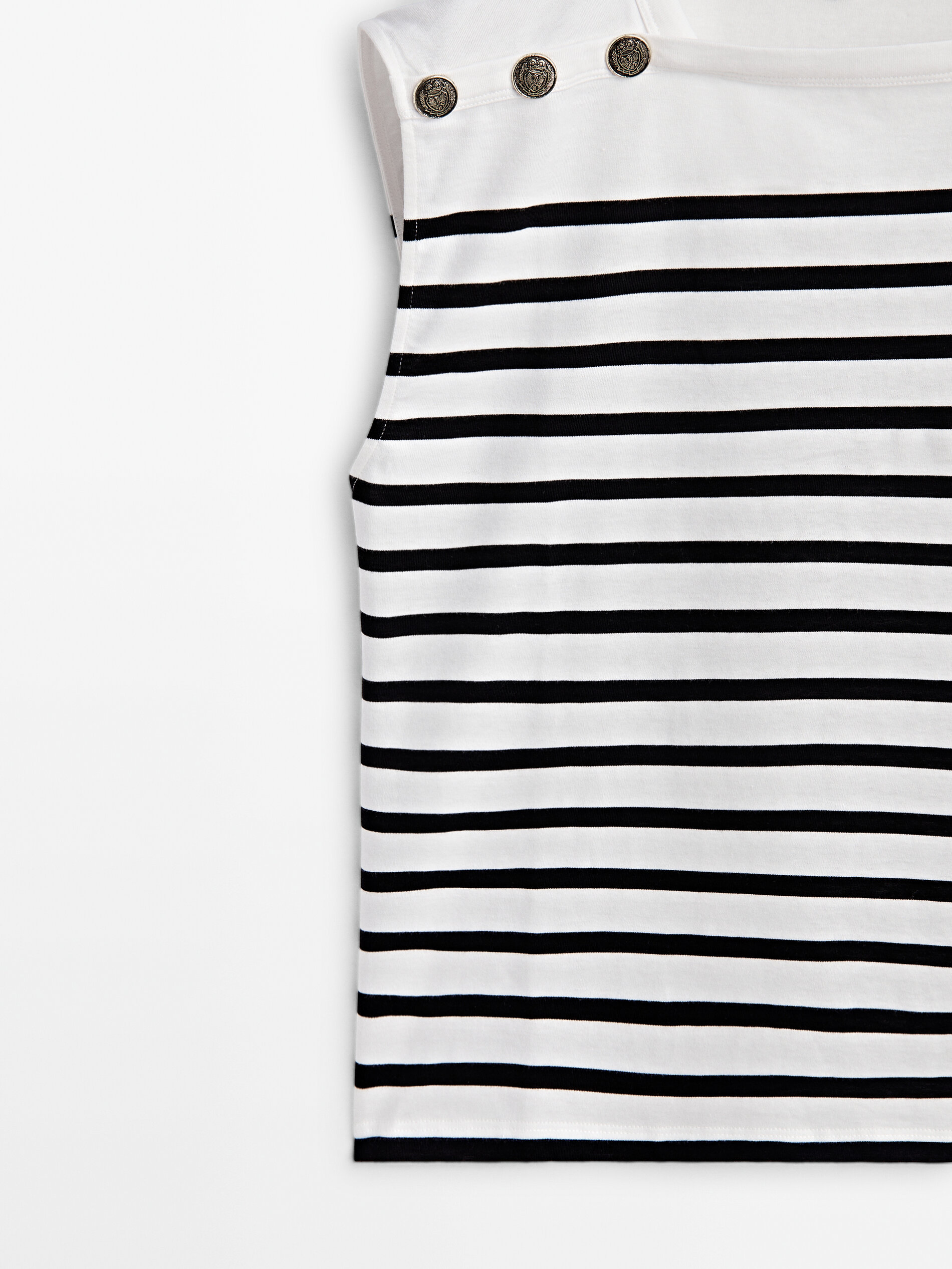 Camiseta rayas algodón botones sin mangas - RAW