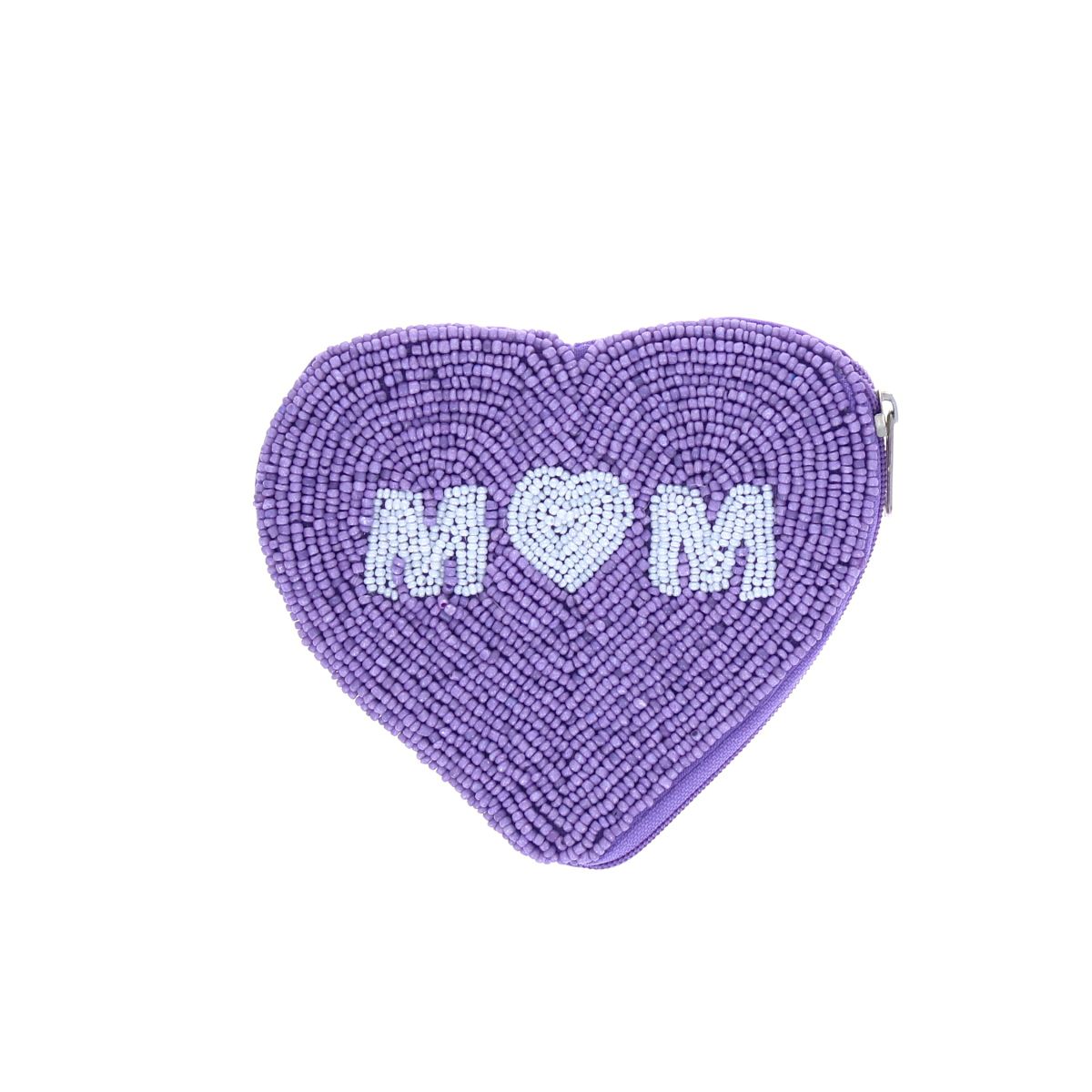 Porte-monnaie cœur lilas et blanc mom Pondie Chérie