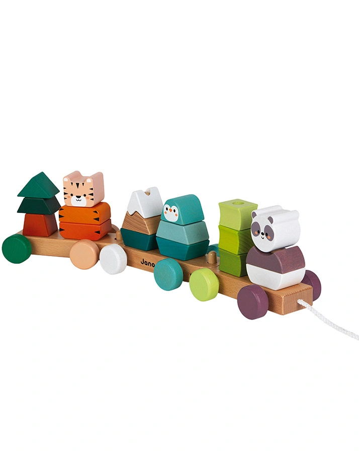 Janod-WWF® Nachziehspielzeug TIGER, PANDA & PINGUIN aus Holz