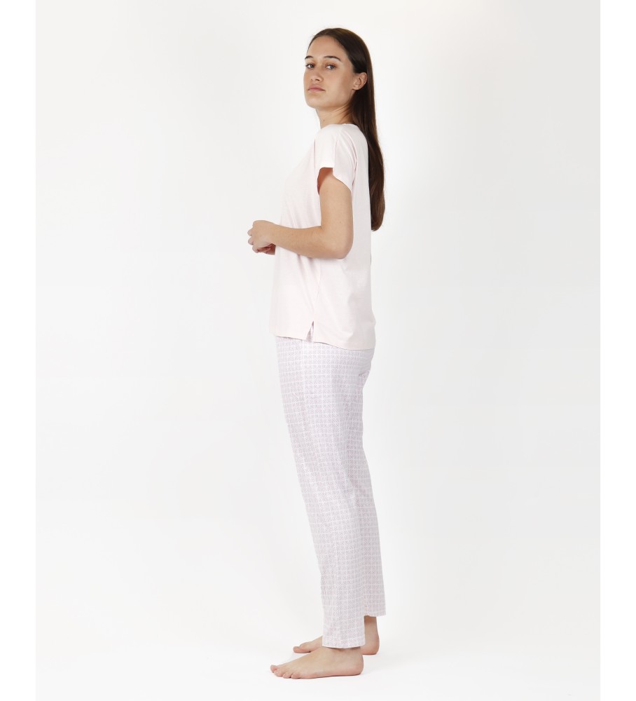 Pijama feminino Admas de manga curta estilo cerâmica