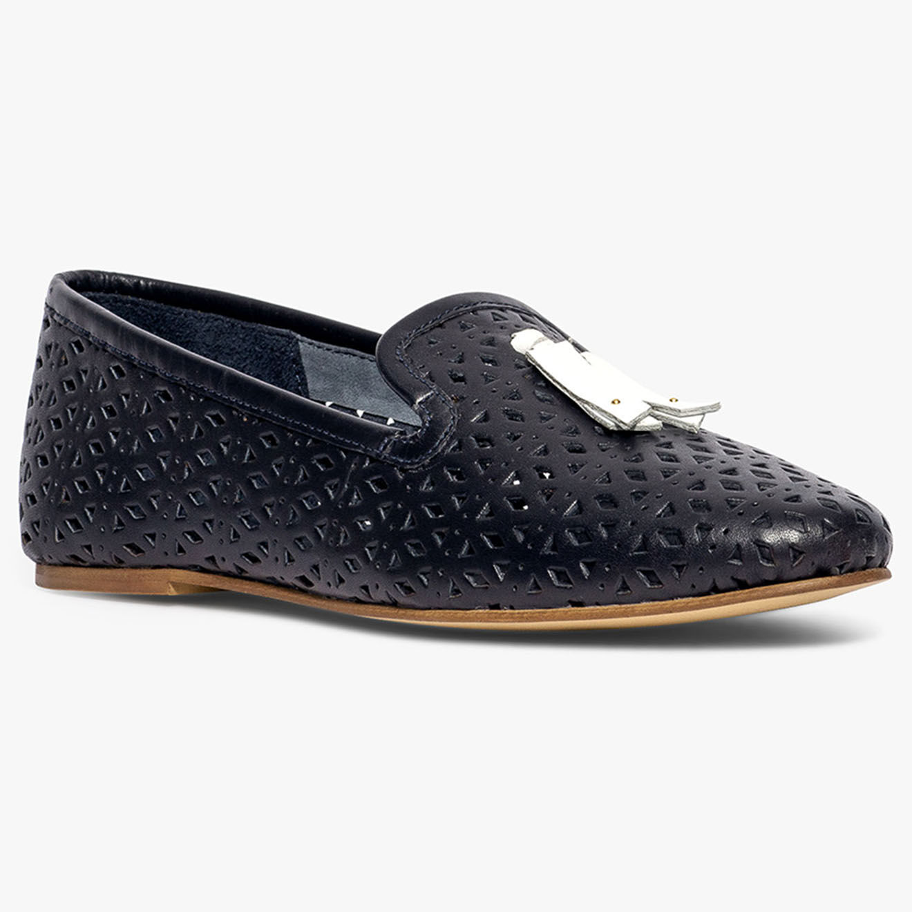 Bocage Slippers  en Cuir ajouré Anael marine