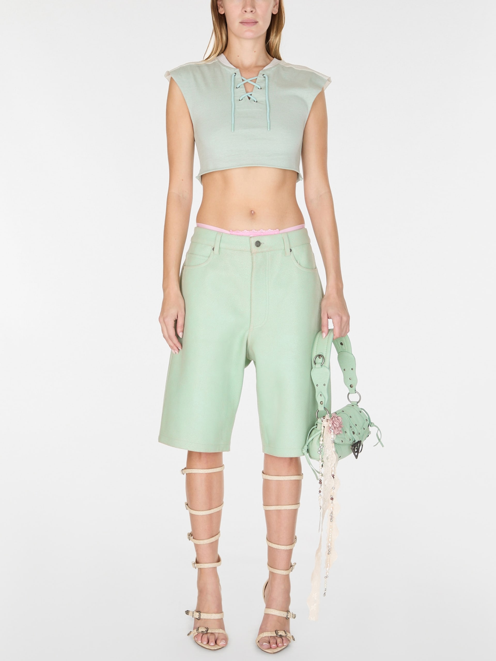 calça de couro craquelado