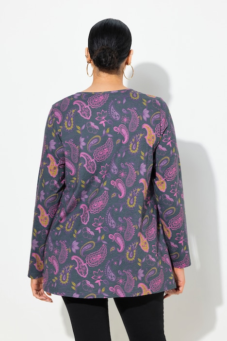 Shirt, A-Linie, Rundhals, Keyhole, Langarm