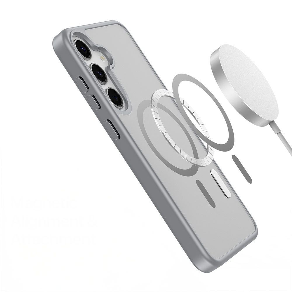 Samsung Galaxy S25  Plus Hybrid Hardcase Hülle mit TPU Bumper MagSafe-Modul - Grau
