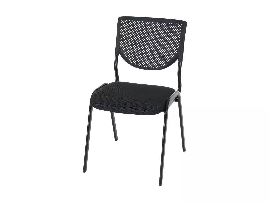Chaise visiteur H401 Empilable (lot de 2), siège noir, pieds noirs