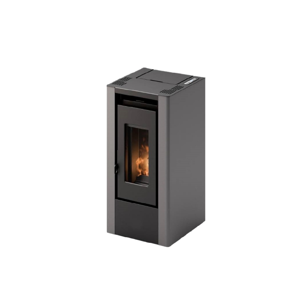 Poêle à Granulés de Bois Slim Compact 8 kW – Design Fin et Moderne – Chauffage Programmable – Rendement 90 %
