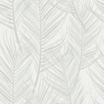 Vliesbehang Palm wit-grijs 105964