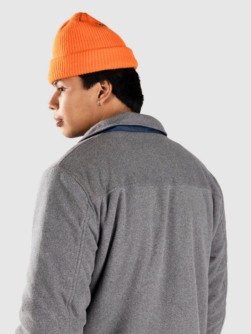 Passenger Firelight Sherpa Lined Overshirt Jacket grey marl