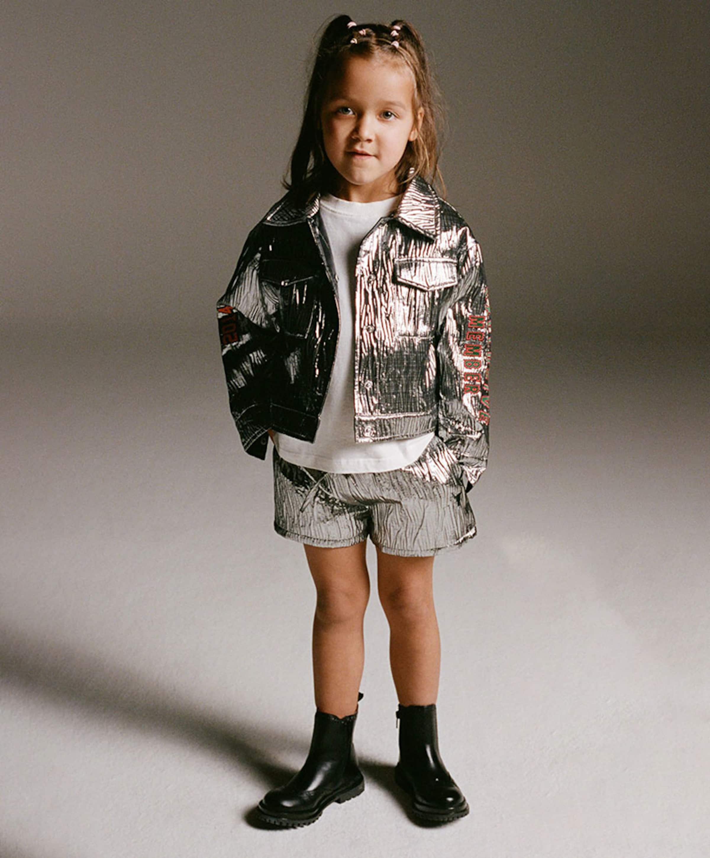 Alix mini SILVER meisjes korte broek zilver