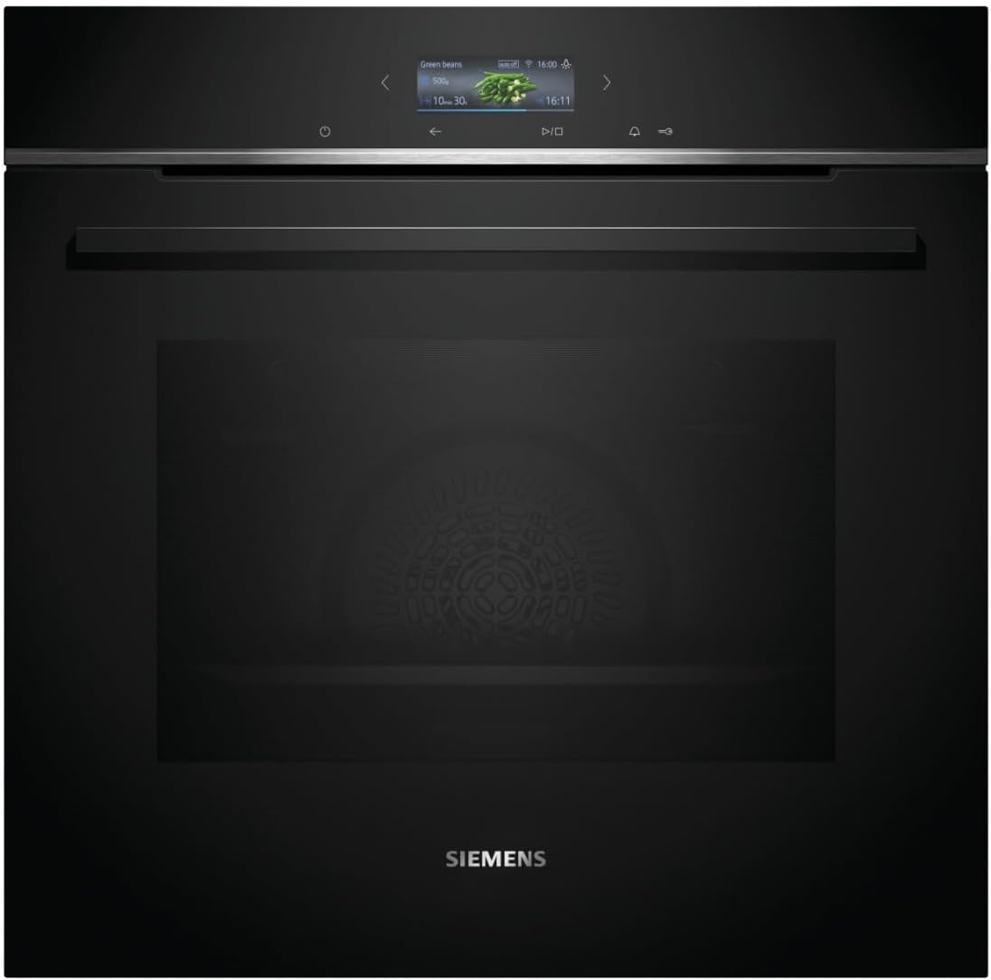 Siemens HB734G1B1, iQ700 Smarter Einbau-Backofen, 60 x 60 cm, Made in Germany, Schwarz, ecoClean & humidClean Selbstreinigung, Air Fry, Automatikprogramme, Farbiger Touchscreen
