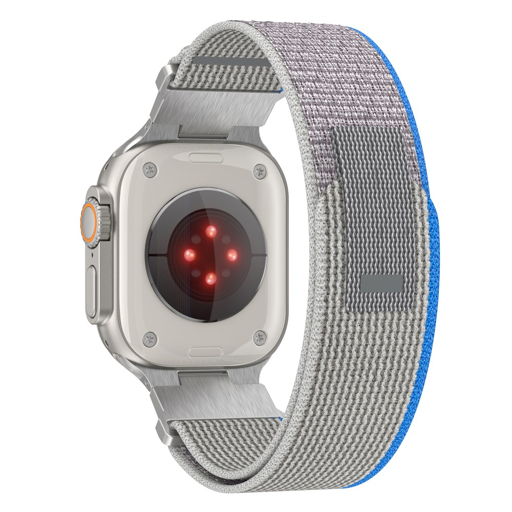 Apple Watch (49/46/45/44 mm) Nylon Armband mit Klettverschluss (Gelenkumfang: 175 - 260 mm) - Grau / Blau