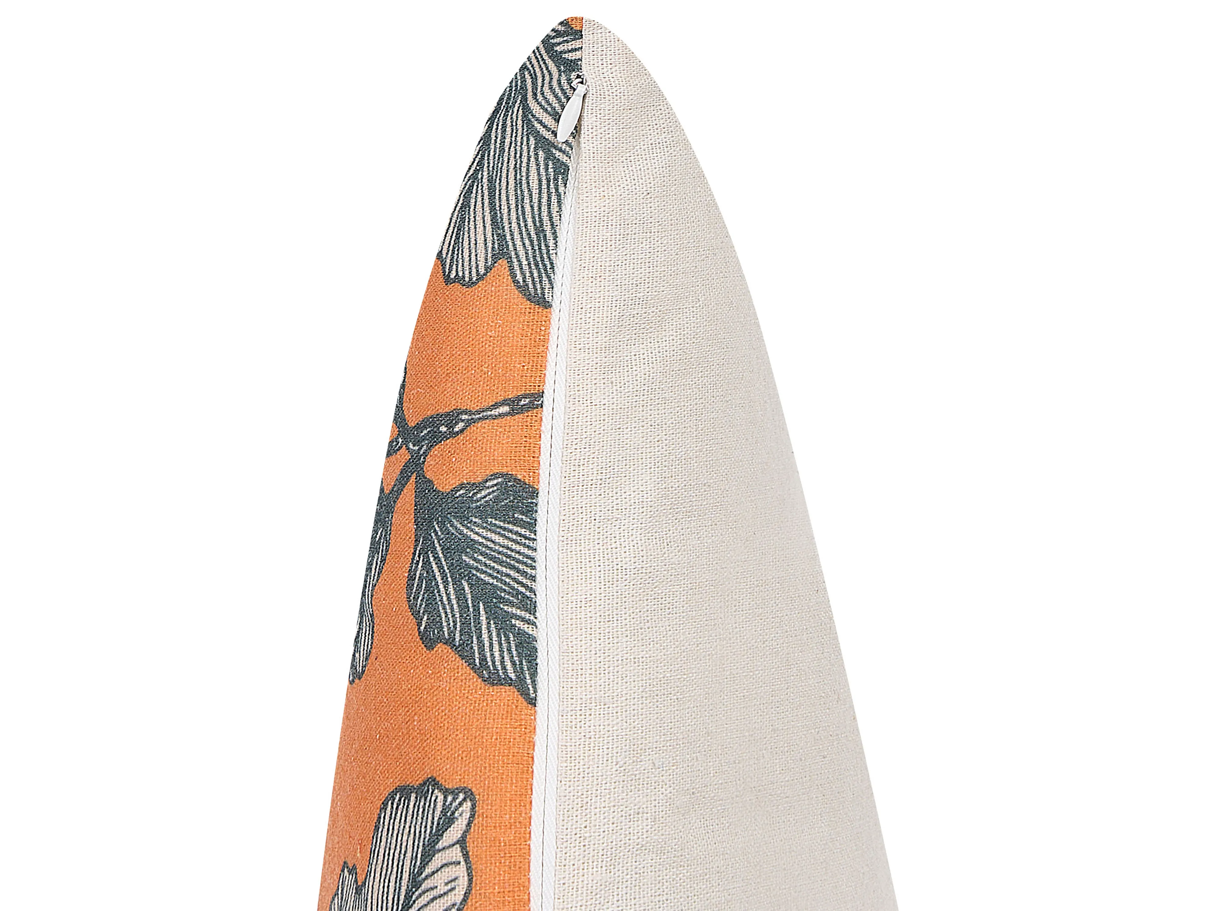 Set van 2 sierkussens SPIREA 45 x 45 cm Oranje Zwart bladpatroon